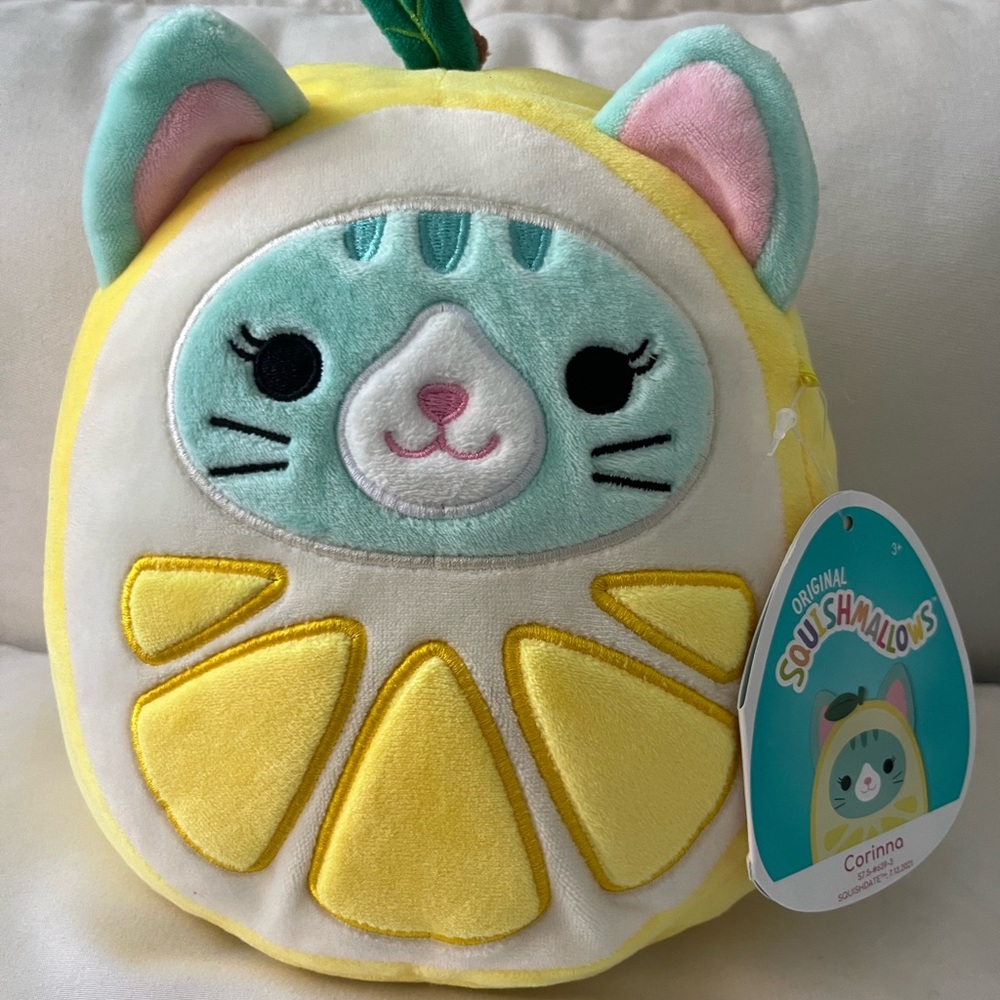 Squishmallows Lemon Cat Plush - Yellow and Mint